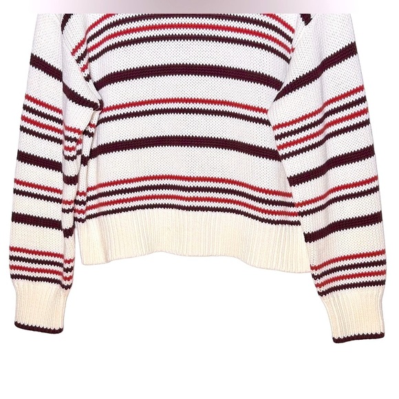 NWT Madewell Ribbed Chunky Turtleneck Sweater in Cabernet Stripe, Sizes S & XL - Picture 11 of 14